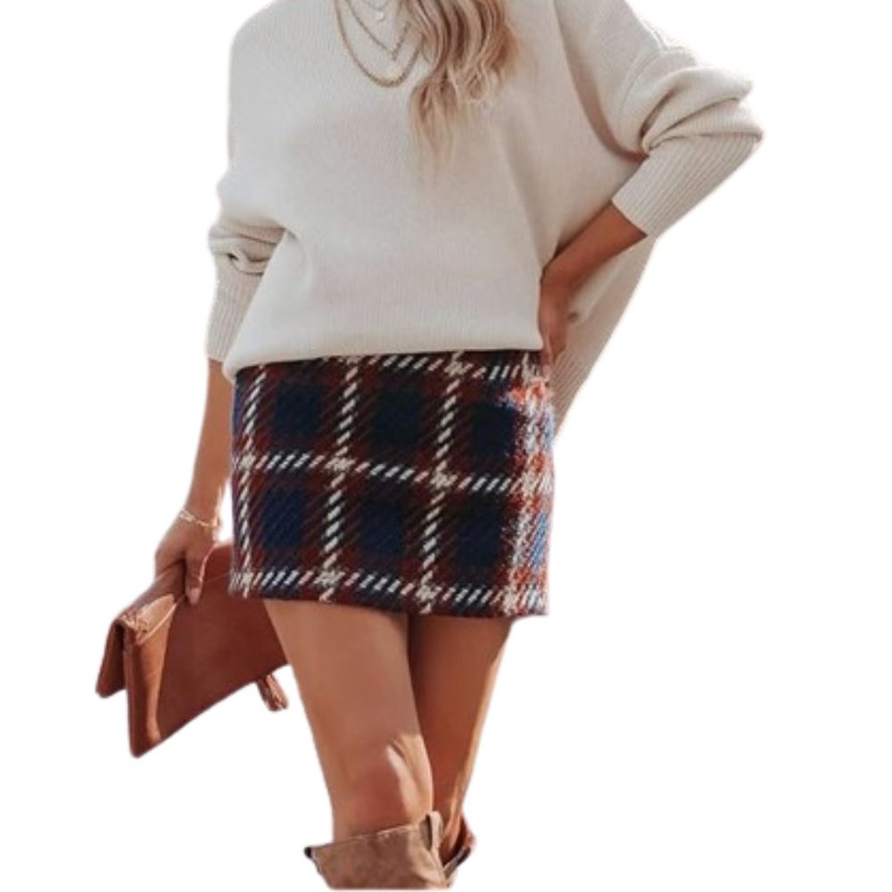 Ugerlov Women's Plaid Knitted Mini Skirt Size M NWT